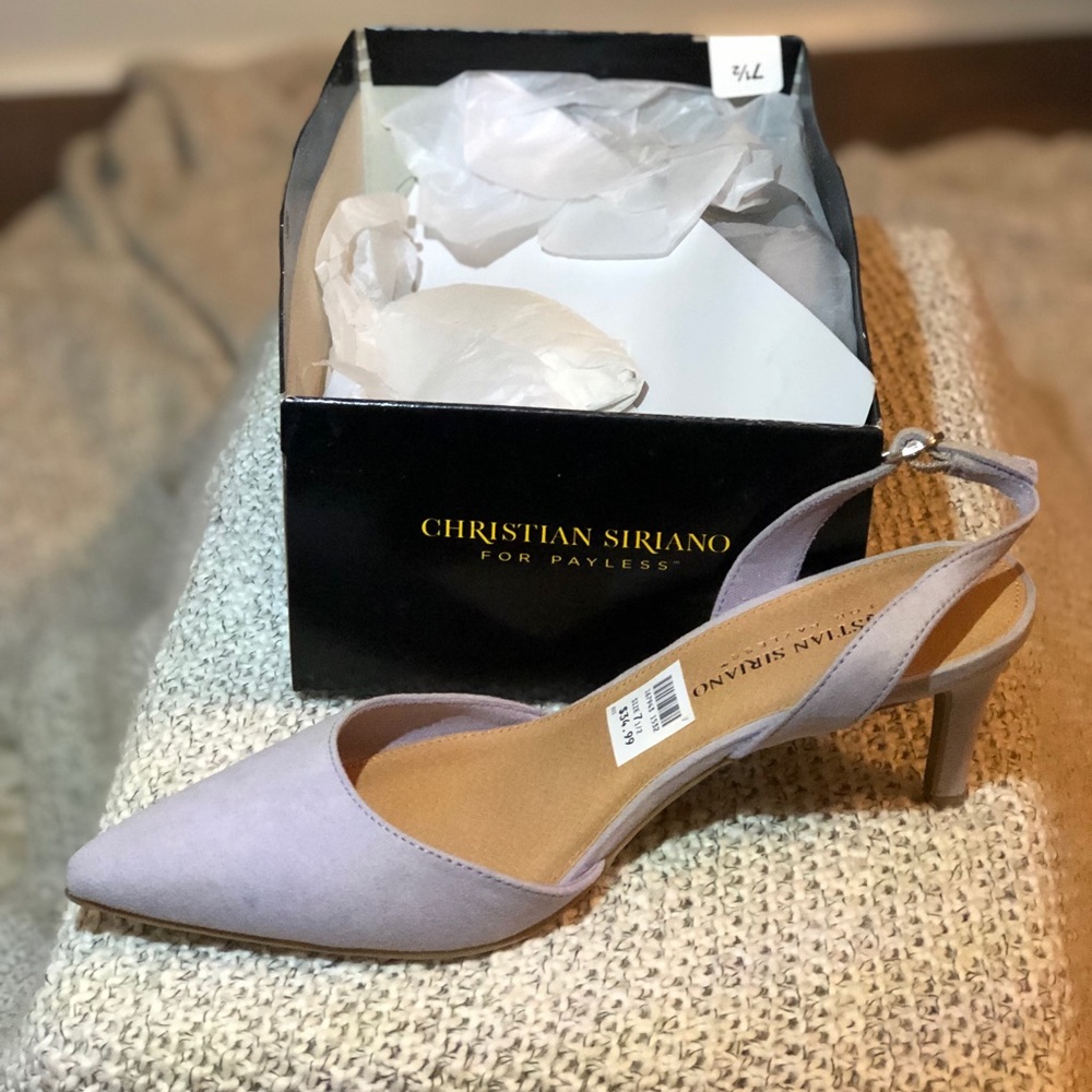 Lavender low heel pump